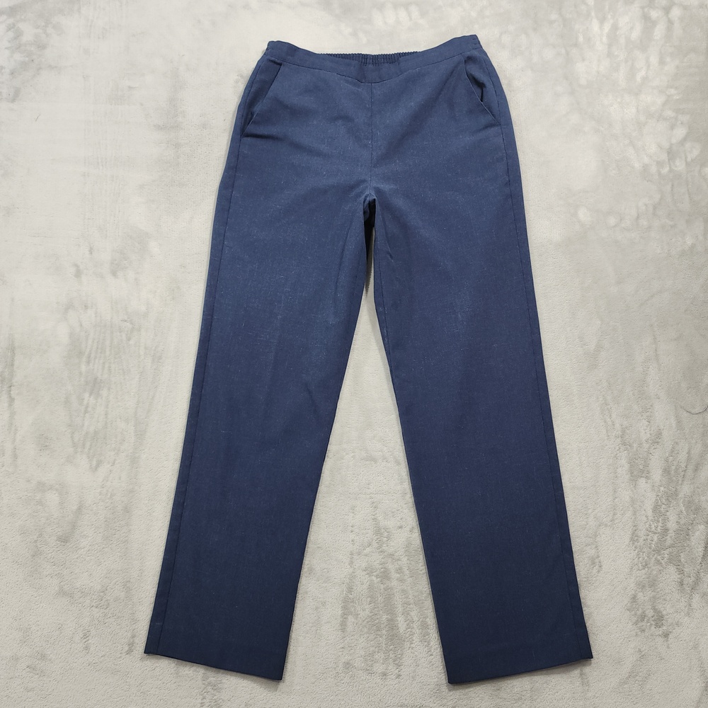 Vintage Alfred Dunner Pants Womens 8 Blue Twill Pull On Straight Leg Casual
